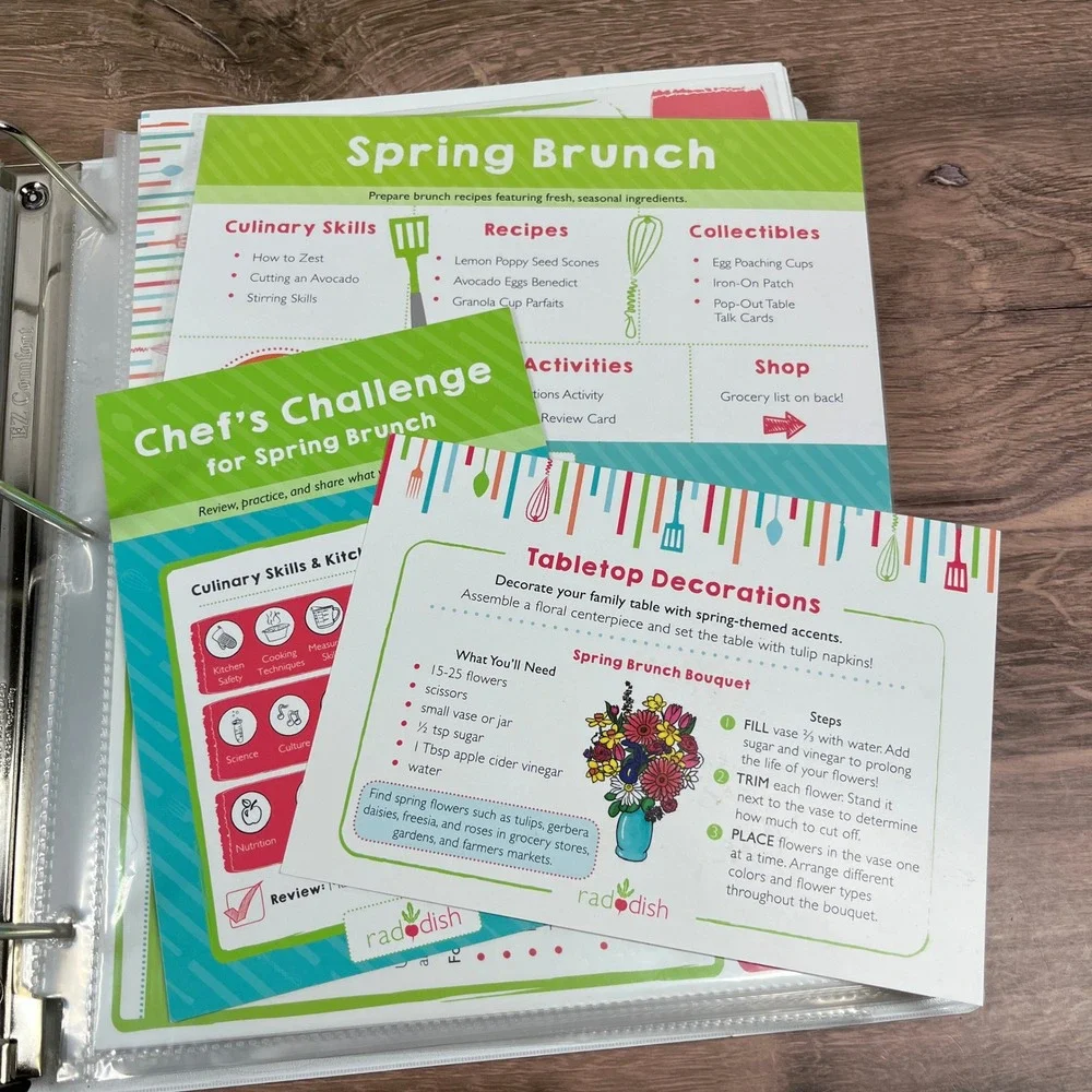 Raddish Kids Cooking Recipe Cards 120pc Set Kids Multi Activity Skills Binder
